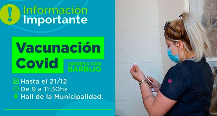 Hasta el miércoles 21 habrá una Posta de Vacunación COVID en el hall de la Municipalidad