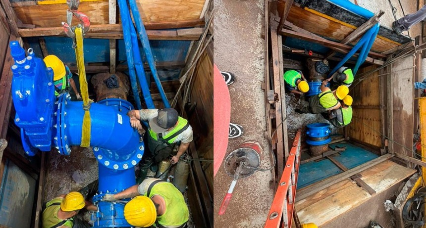 Finalizaron la intervención sobre la Obra de Empalme y colocación de Válvula sobre Avenida Lavalle